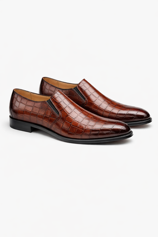 Croc Embossed Slip-On Dress Shoes