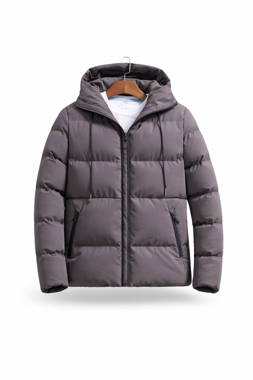 Men’s Hooded Quilted Jacket With Padded Panels