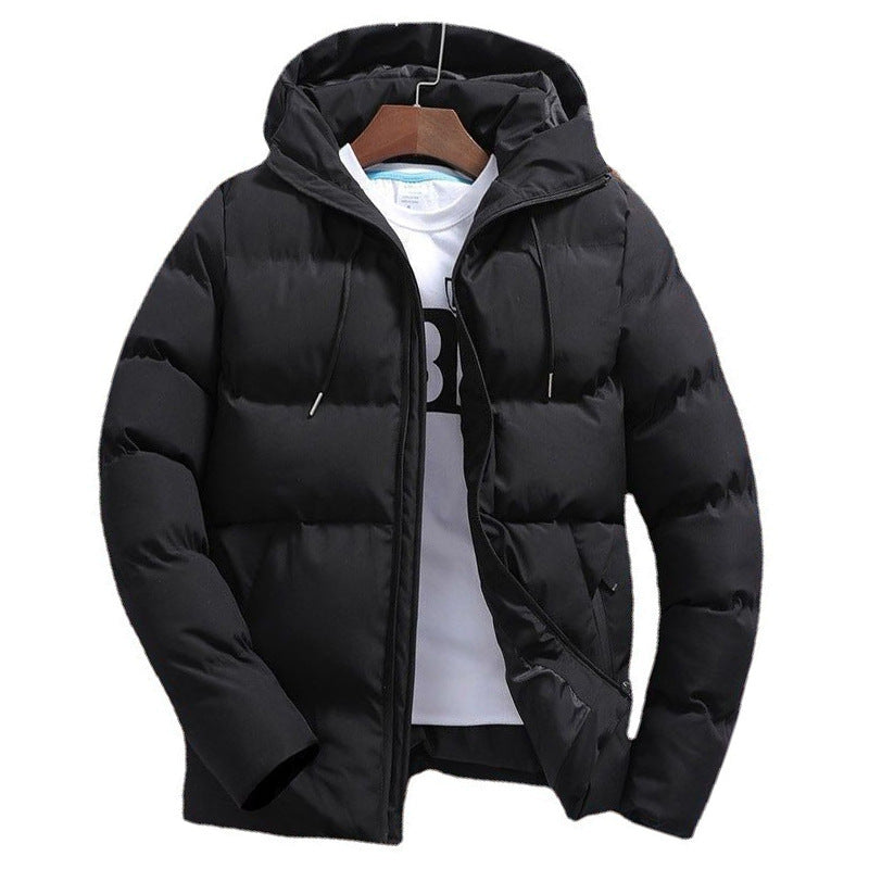 Men’s Hooded Quilted Jacket With Padded Panels