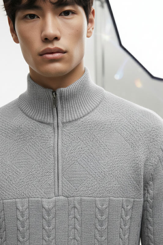 Half-Zip Turtle Neck Sweatshirt | Ethan – Light Grey