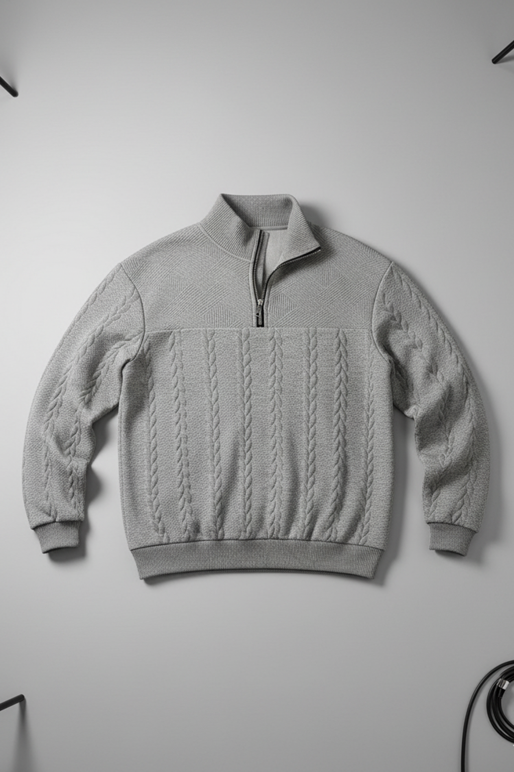 Half-Zip Turtle Neck Sweatshirt | Ethan – Light Grey