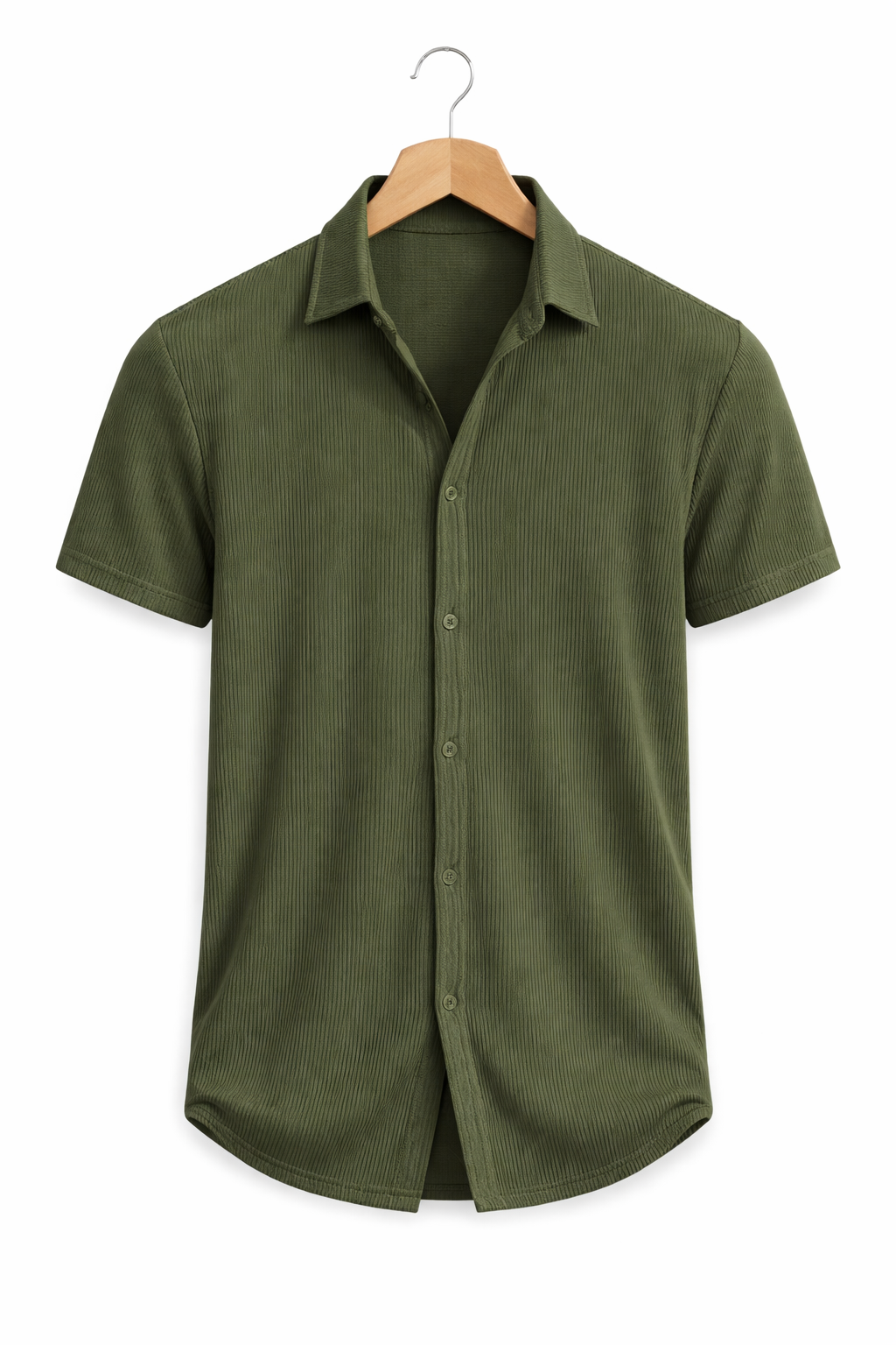 Vertical Textured Short Sleeve Button Shirt