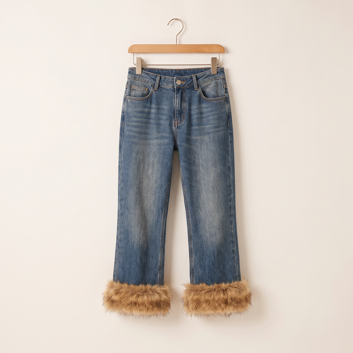 Marlena cropped jeans met harige zoomrand