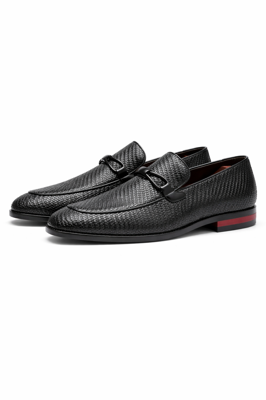 Textured Leather Horsebit Loafers