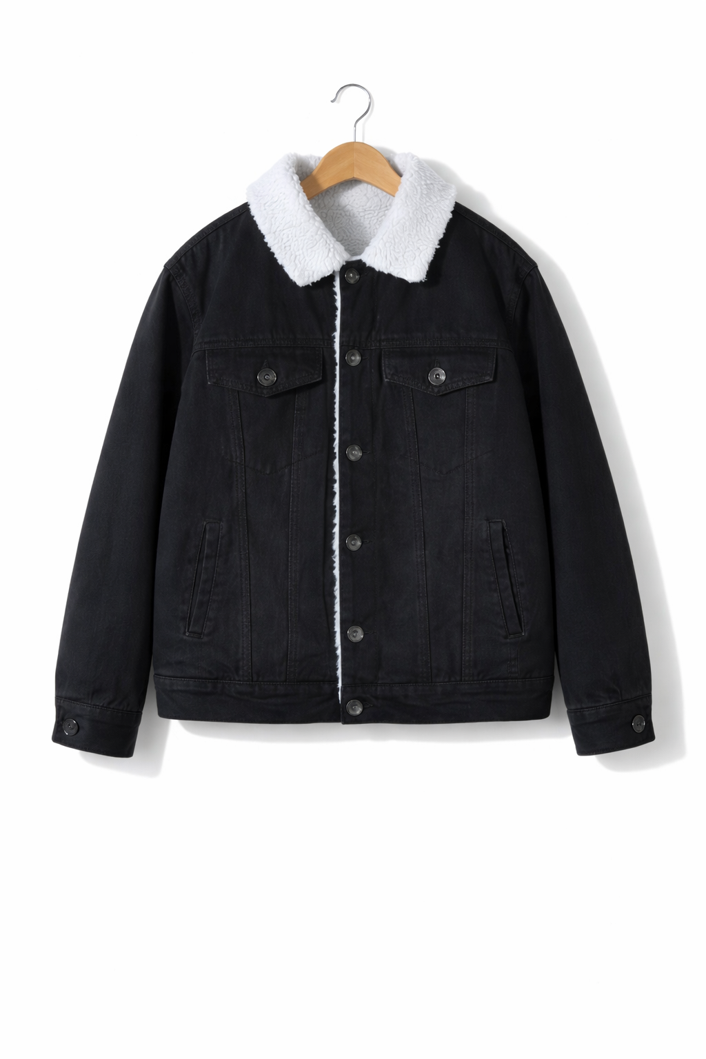 Men’s Lamb Wool Collar Blue Denim Jacket