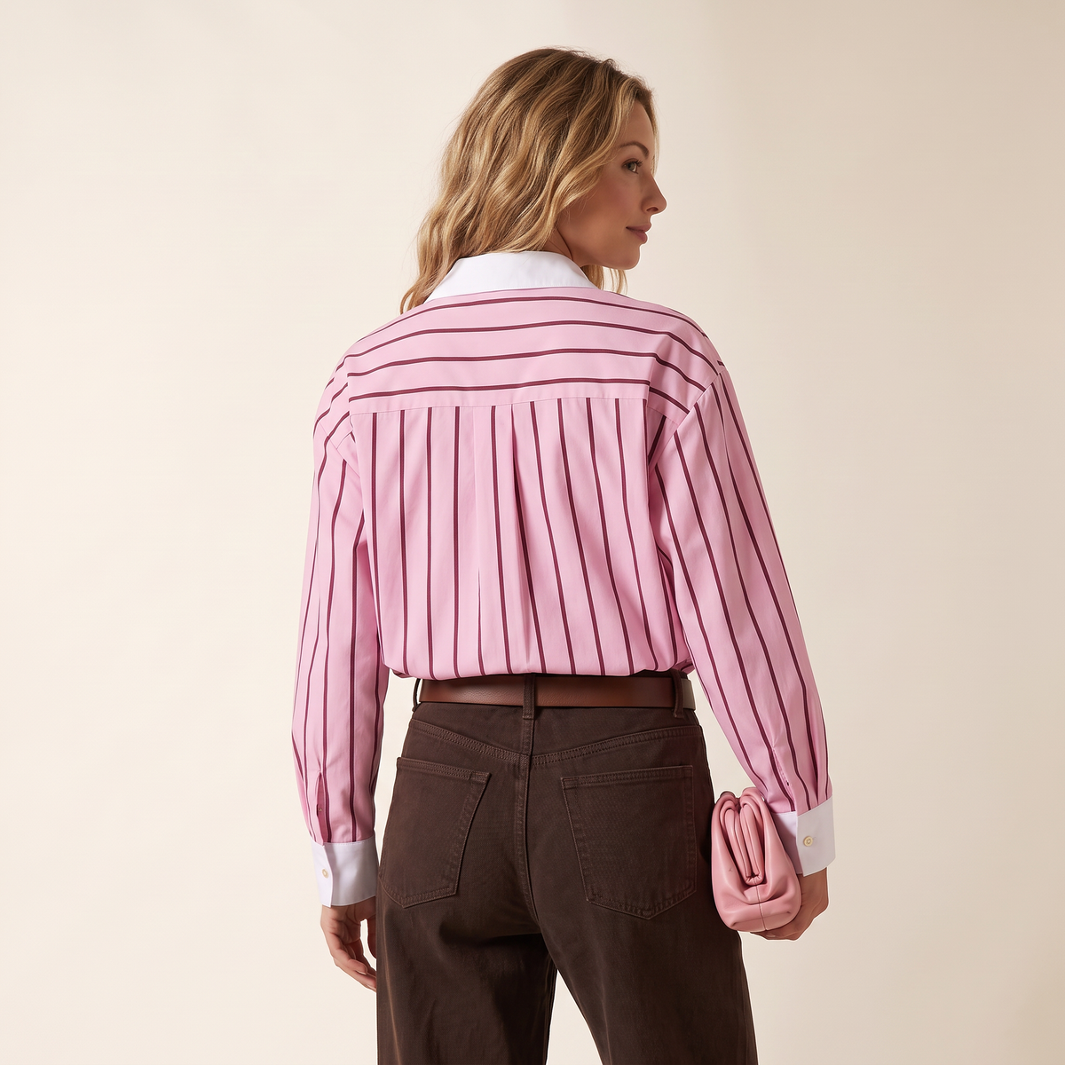 Parissa Gestreepte Blouse met Contrasterende Kraag