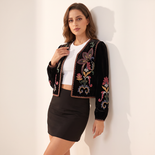 Pavina kort jasje met bloemenborduursel