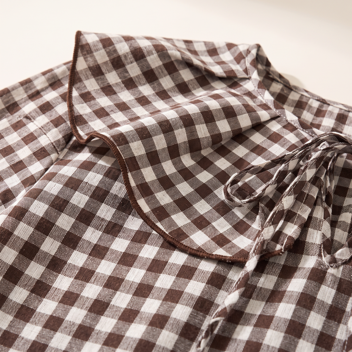Rovenna Geruite Blouse met Rucheskraag