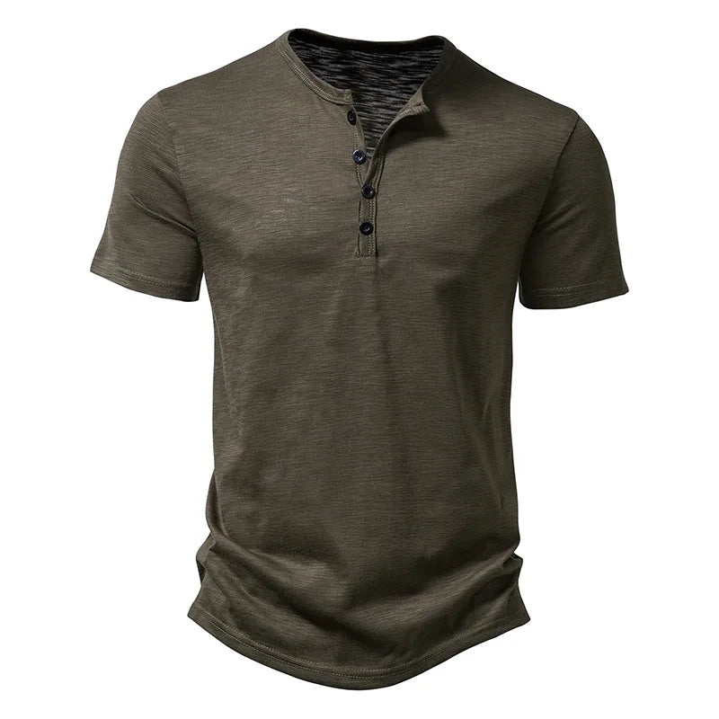 Men’s Short Sleeve Henley Shirt With Button Placket