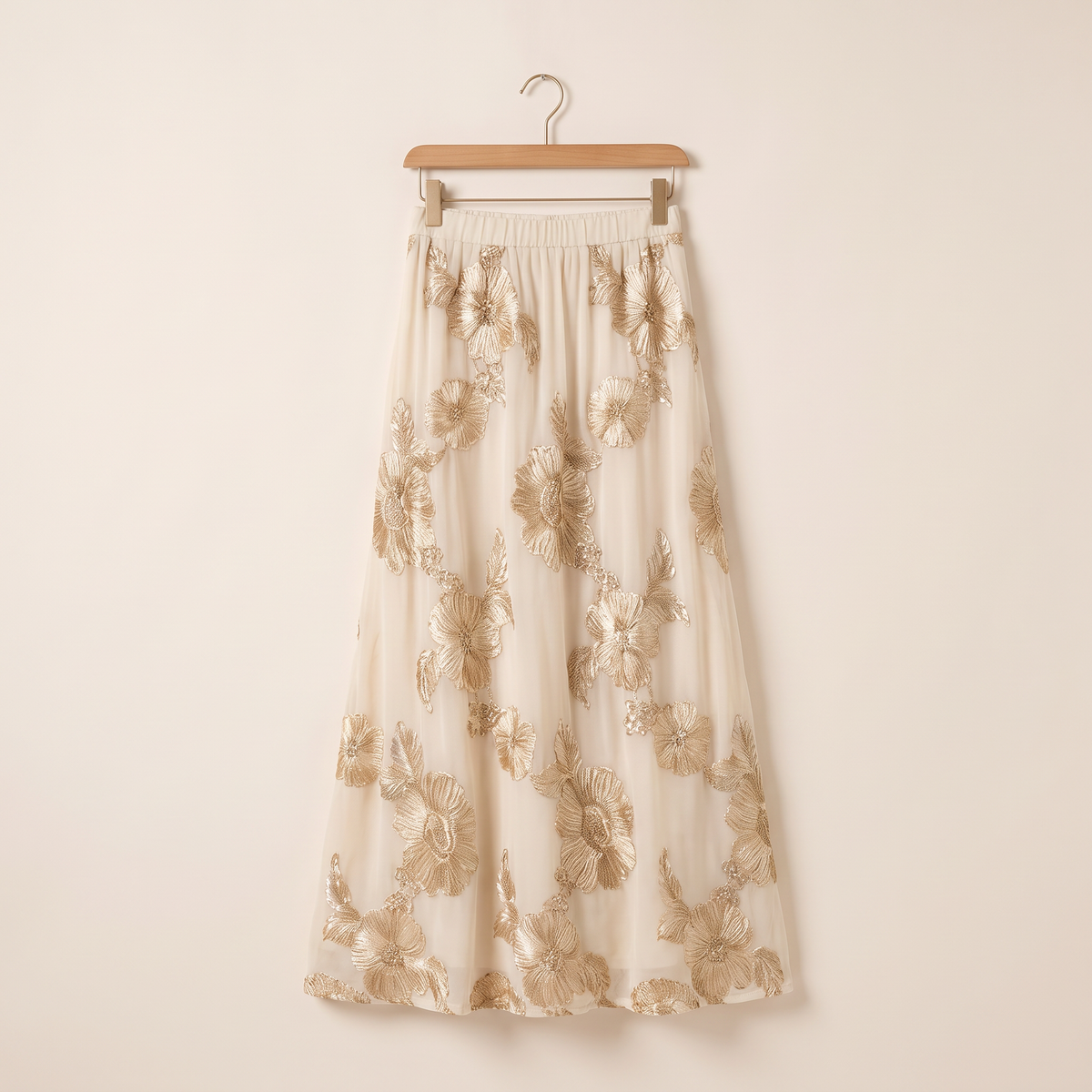 Seravelle maxi-rok met bloemenjacquard