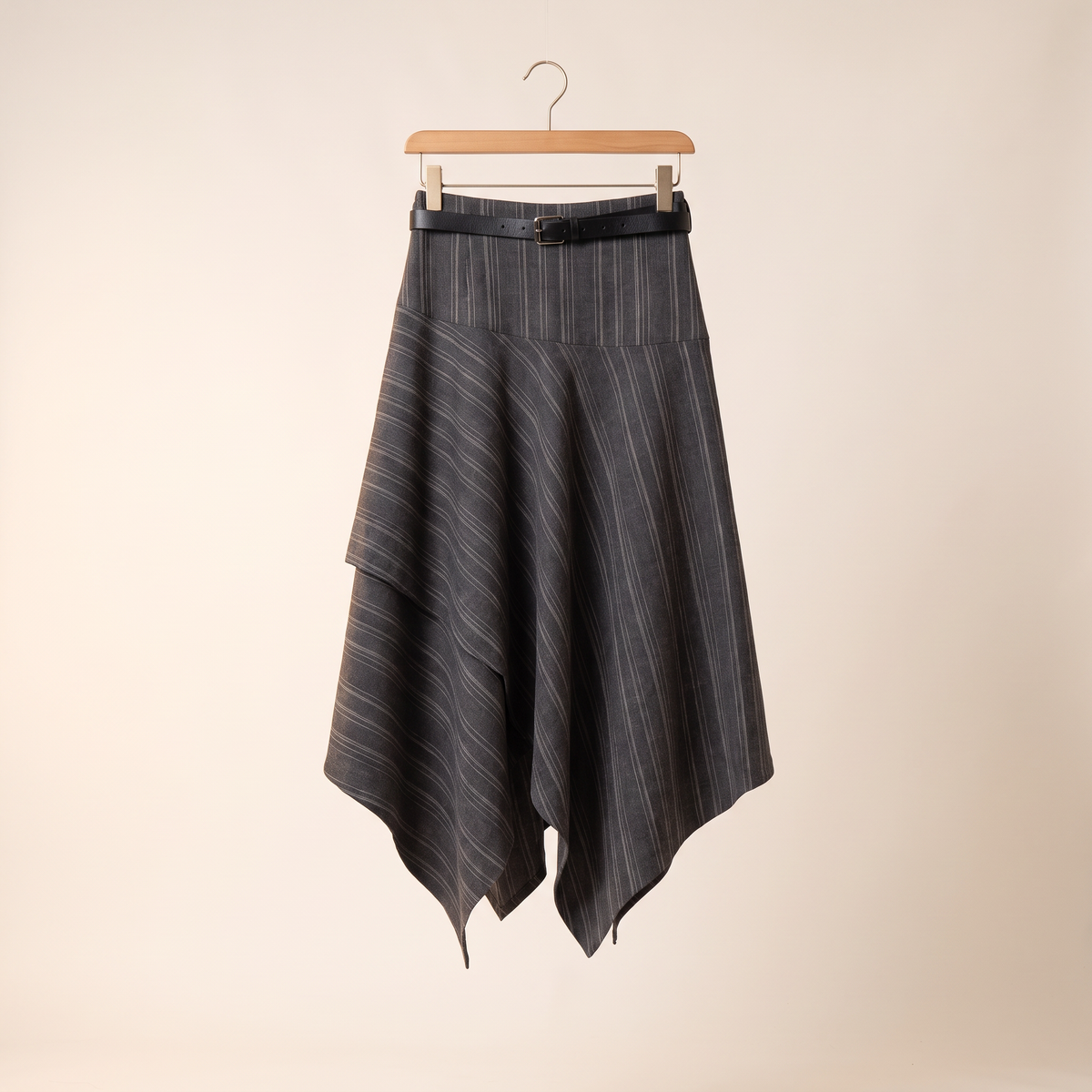 Valestra asymmetrische midi-rok met krijtstreep