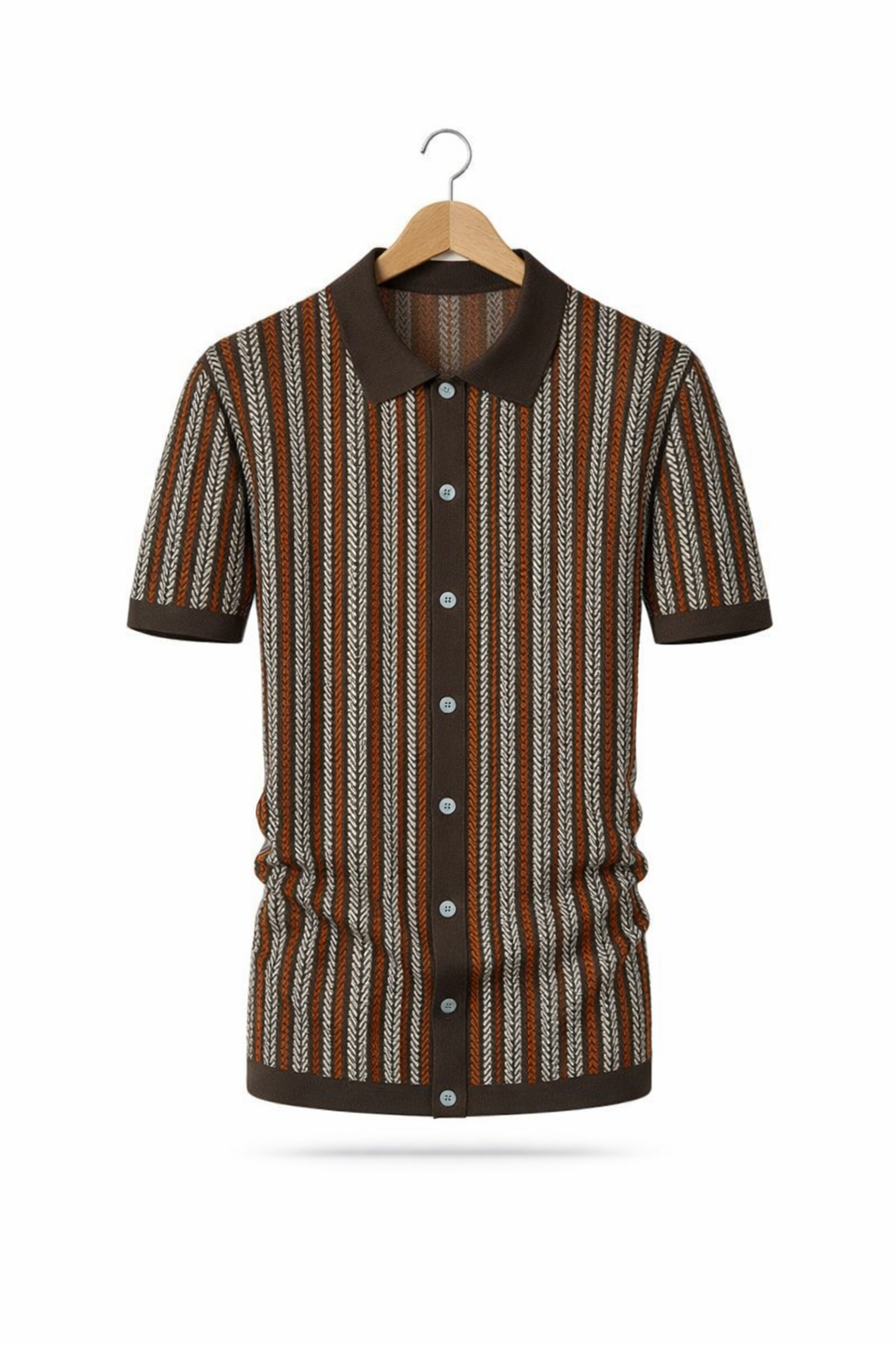 Chevron Jacquard Knit Polo Shirt