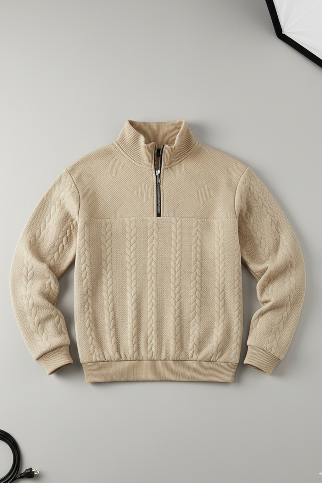 Half-Zip Turtle Neck Sweatshirt | Mason – Mocha Brown