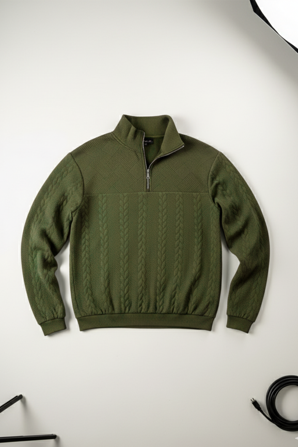 Half-Zip Turtle Neck Sweatshirt | Logan – Army Green