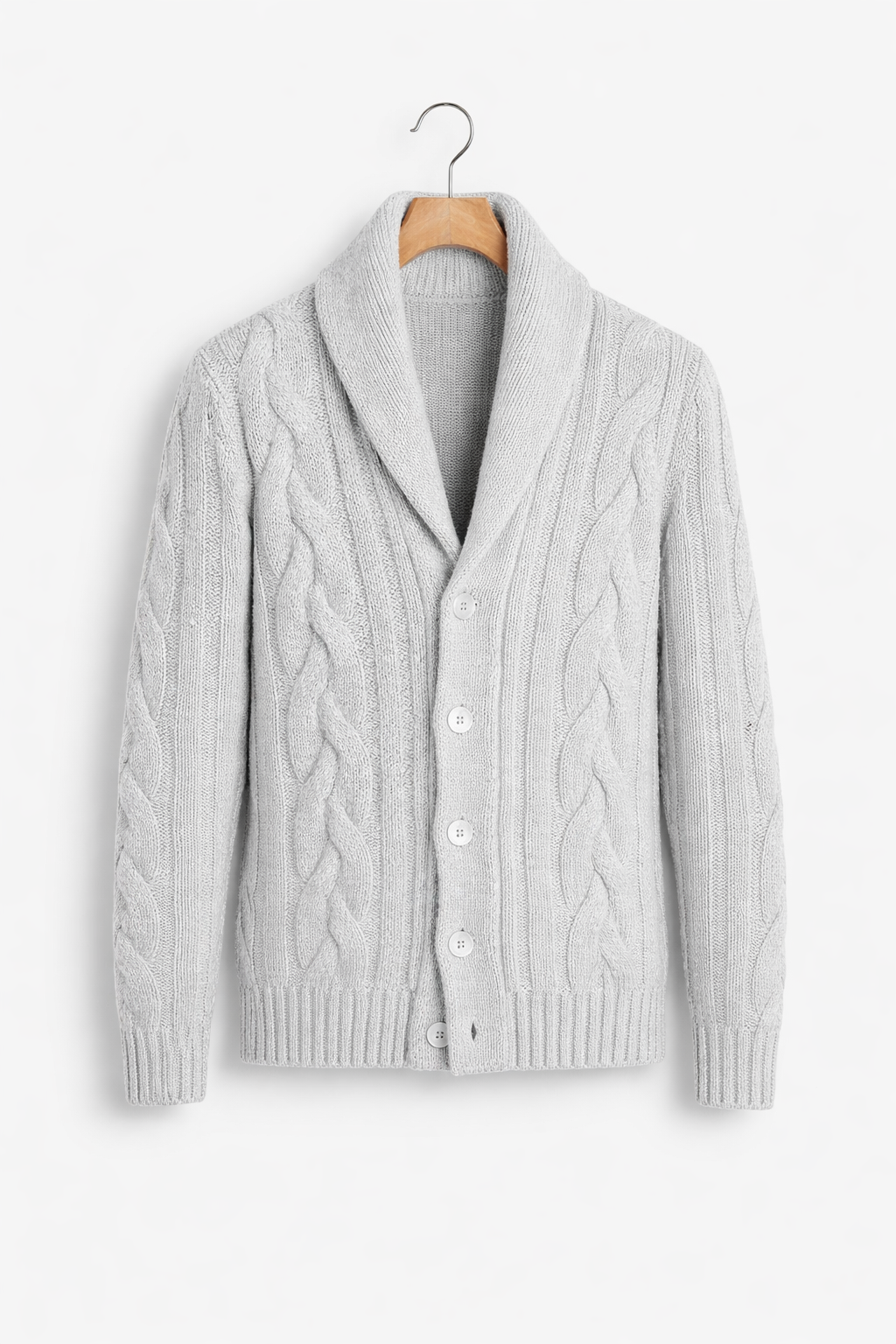 Men’s Shawl Collar Cable Knit Cardigan