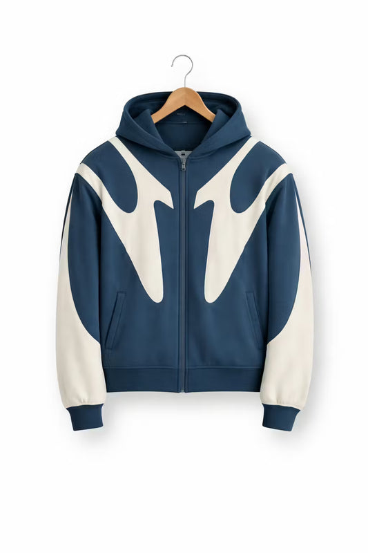 Streetwear contrast paneel hoodie met rits