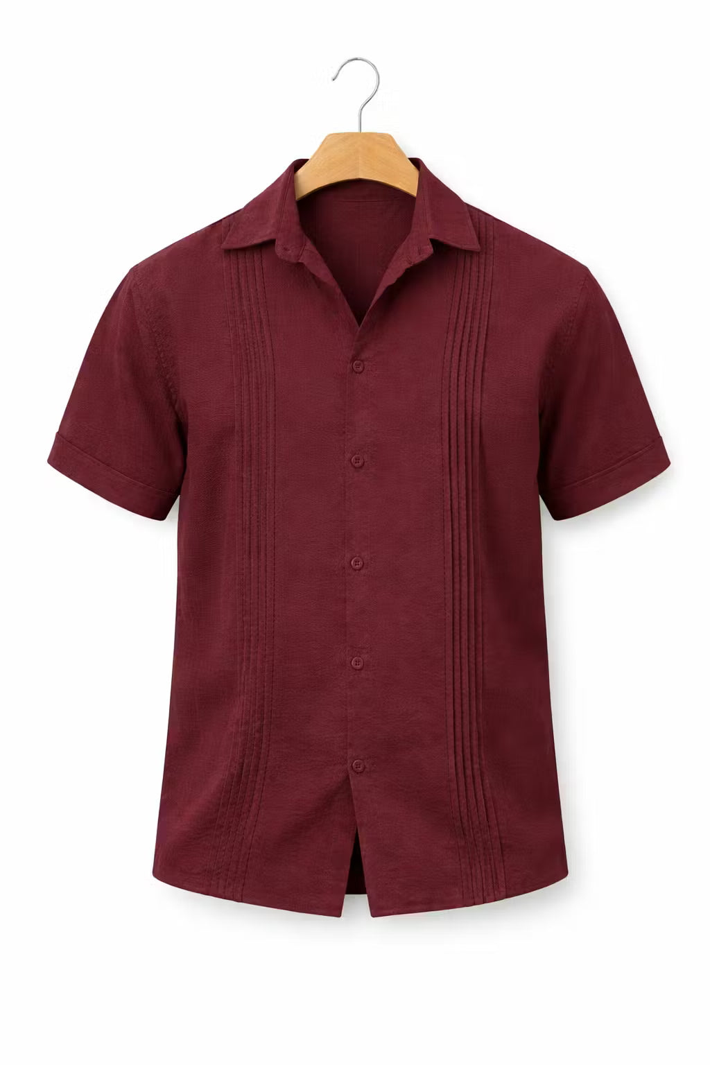 Textured Panel Short Sleeve Button Shirt