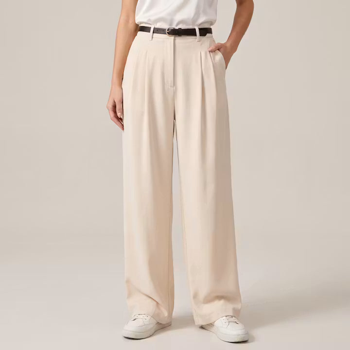 Elara geplooide broek met wijde pijpen