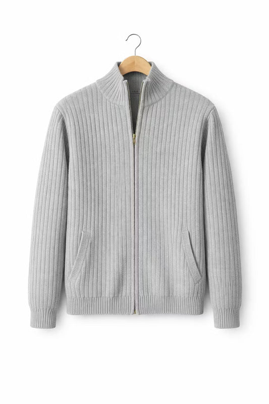 Men's Ribbed Zip Knit Cardigan