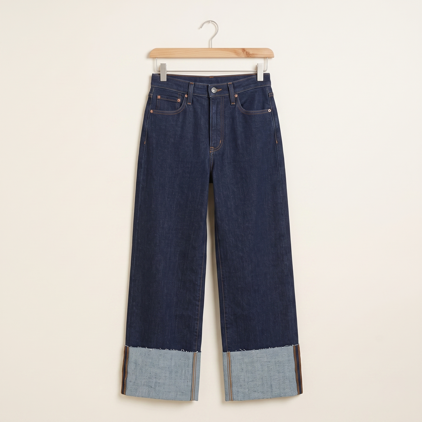Noir Wash denimbroek met wijde pijpen