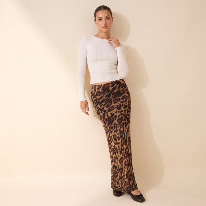 Zaria maxi-rok met luipaardprint