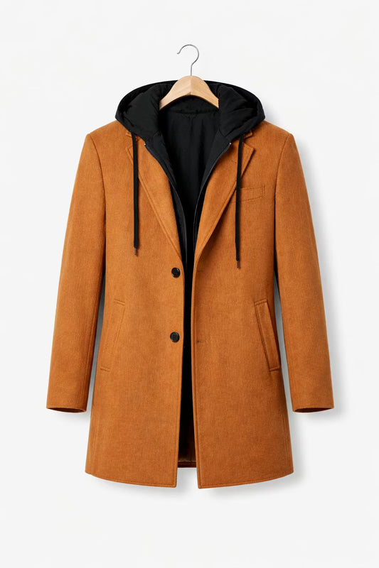 Maple Crest Hooded Wool Overcoat