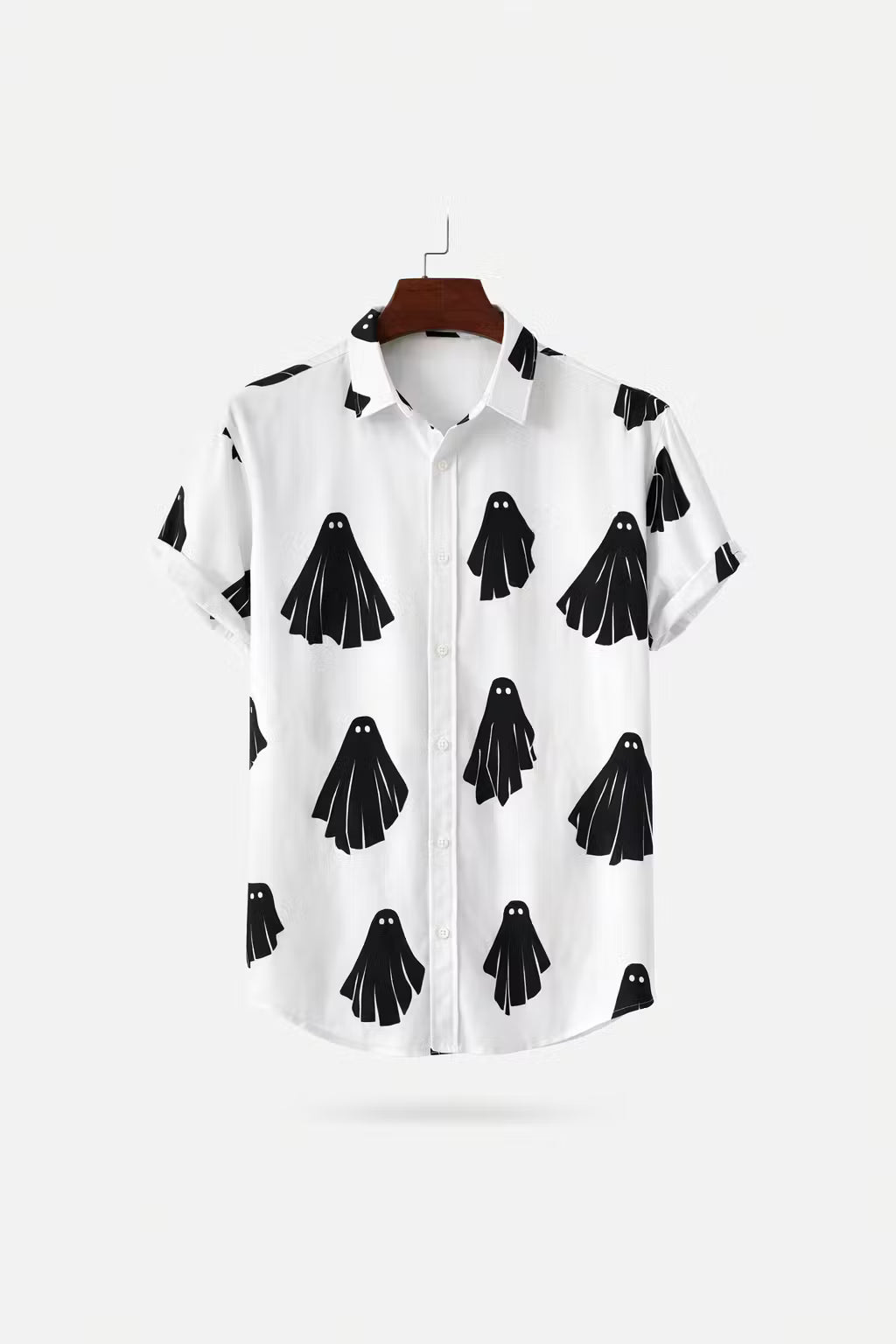 Ghost Print Short Sleeve Button Shirt