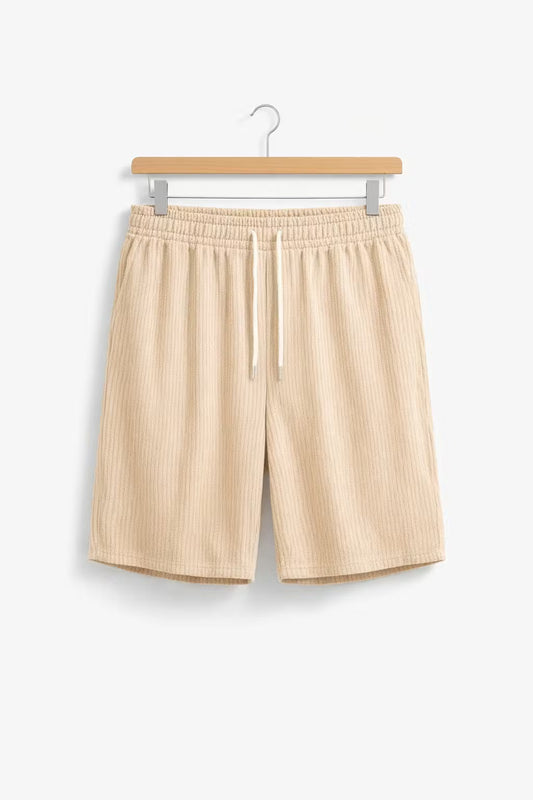 Ribbed Corduroy Drawstring Shorts