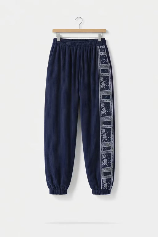 Corduroy paneel broek met trekkoord