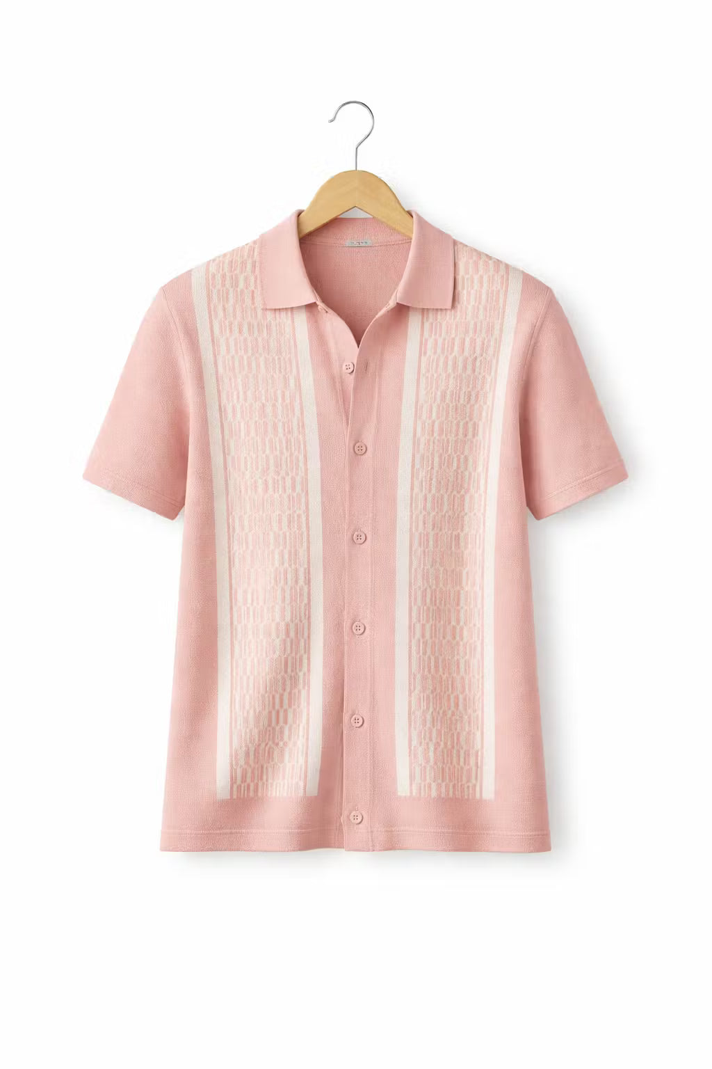 Vertical Stripe Textured Knit Button Shirt