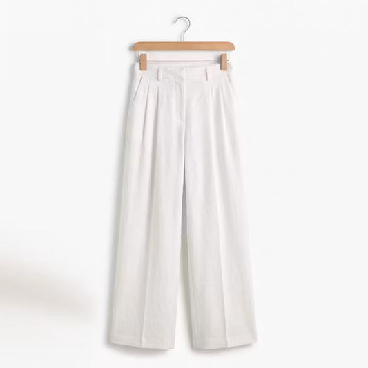 Alder broek met hoge taille en wijde pijpen