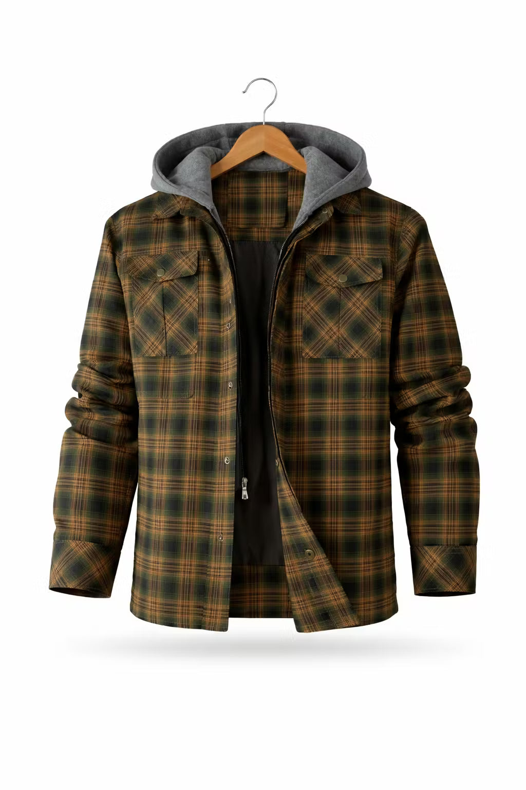 Hooded Plaid Field Jacket