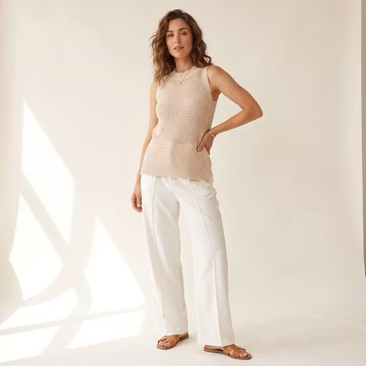 Arden Mouwloze Opengebreide Top