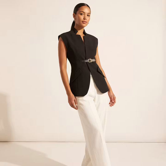 Sabine Asymmetrisch Gilet met Ceintuur