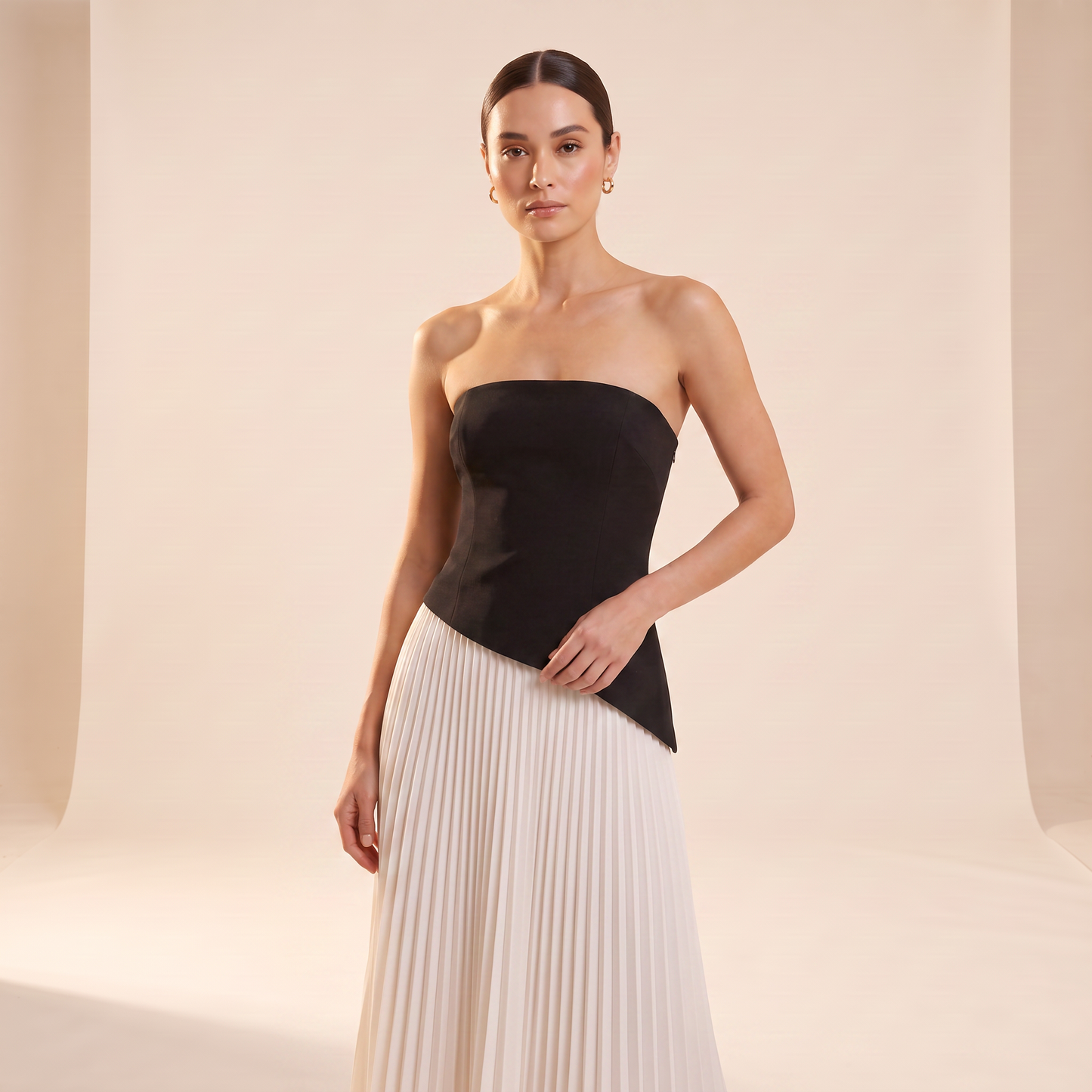 Monochrome Line mouwloze maxi-jurk