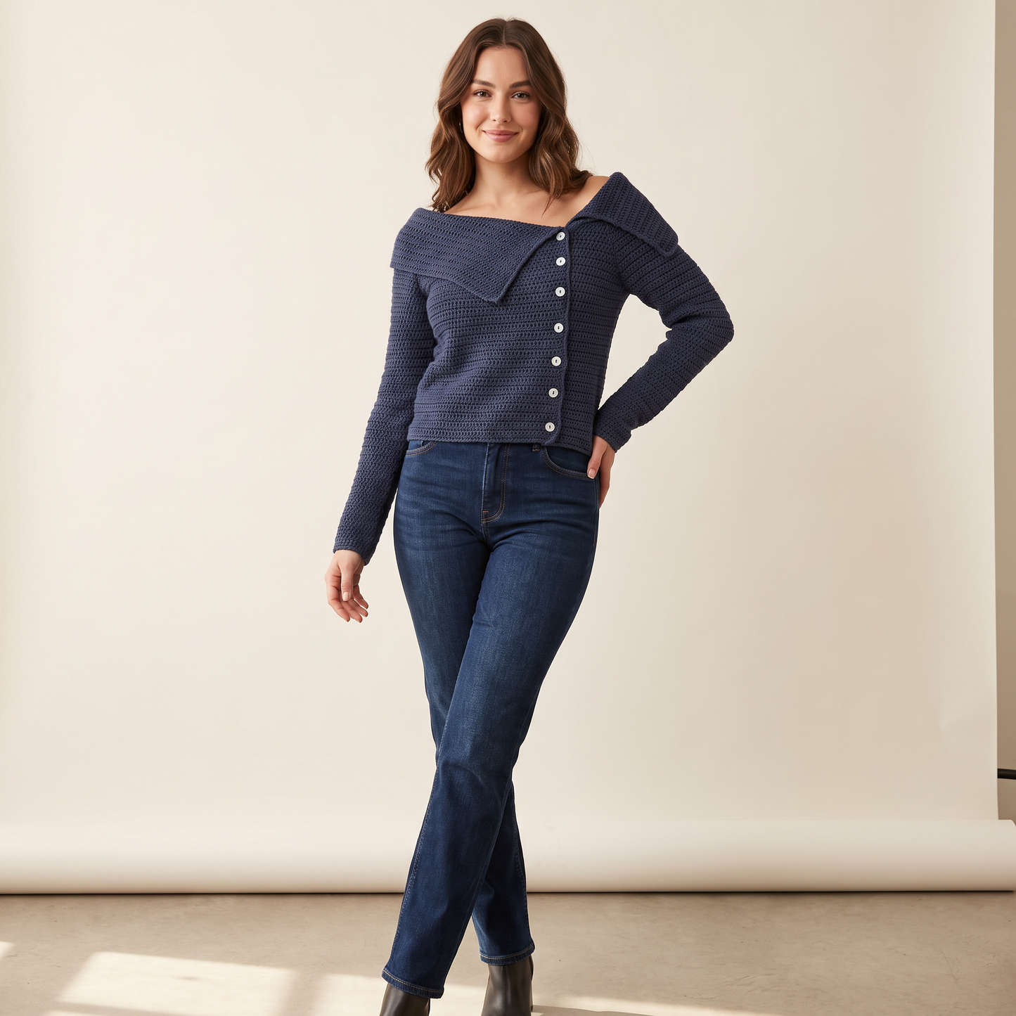 Mirelle gebreid vest met omslagkraag
