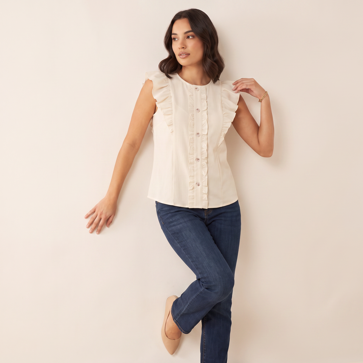 Coastline wit vest met losse pasvorm