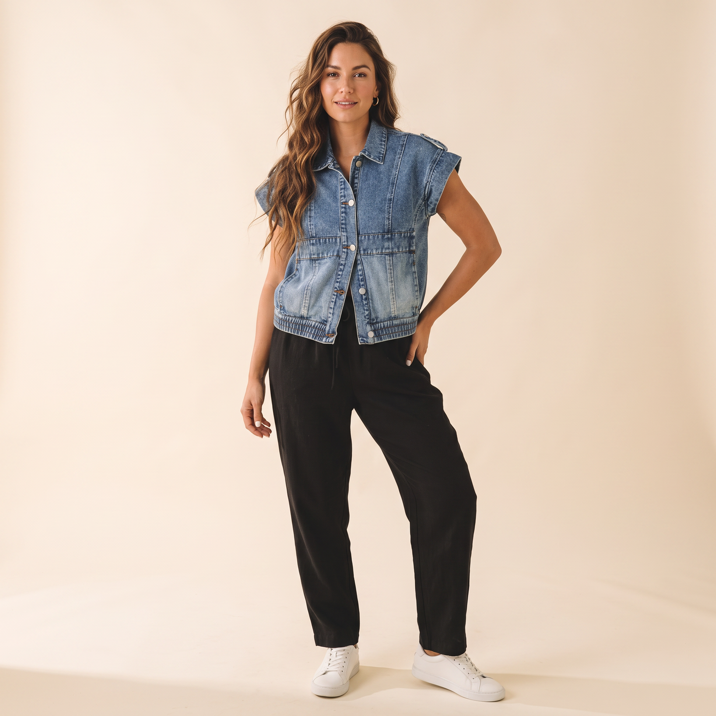 Harbour denim gilet van katoenmix