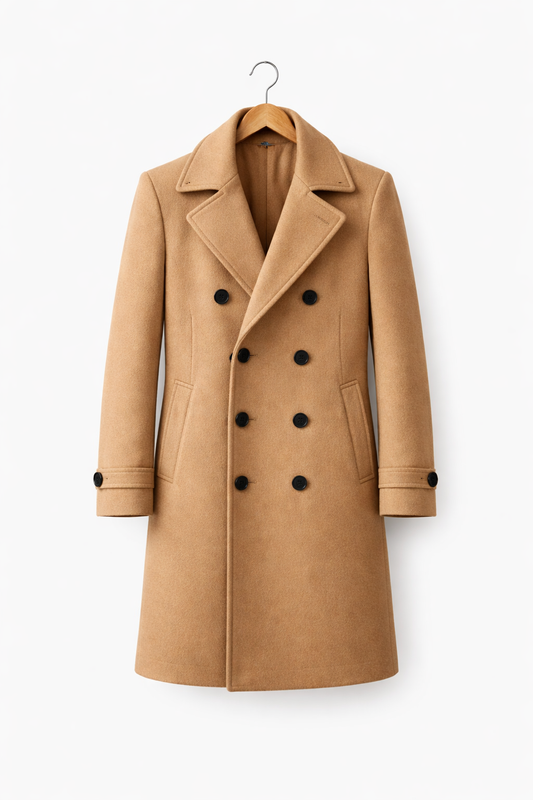 Men’s Wool Double Button City Overcoat for Office and Urban Wear