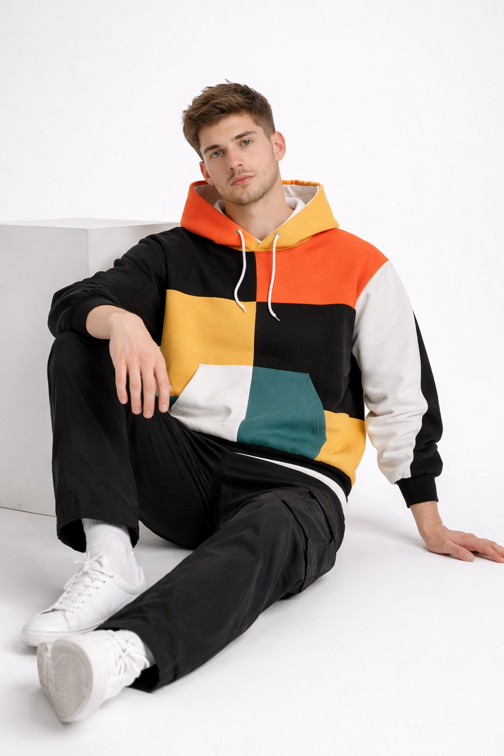 Men’s Patchwork Color Block Hoodie