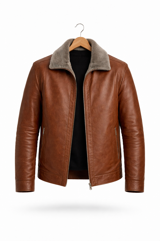 Synthetisch leder fleece jack