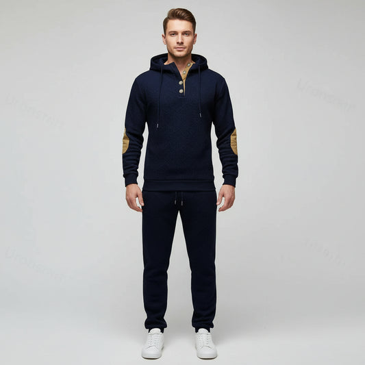 Textured Button Hoodie Set