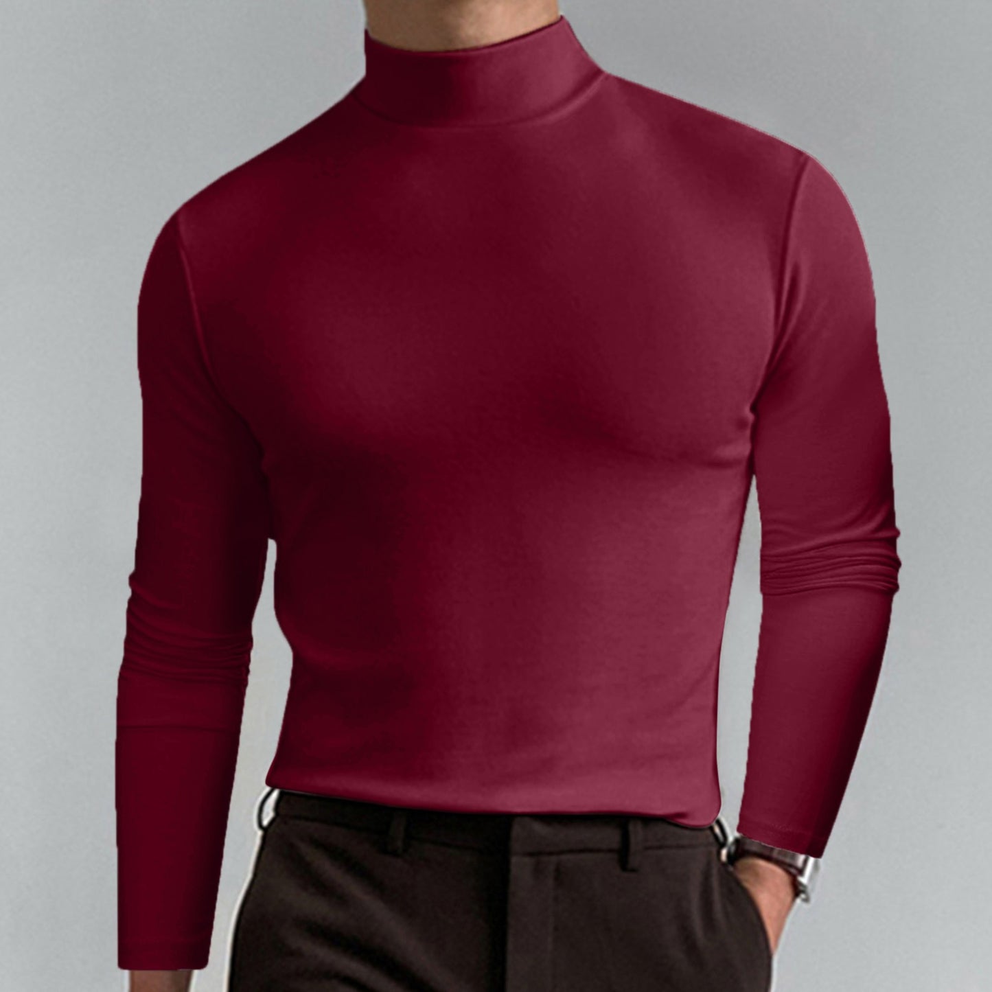 Men’s Long Sleeve Mock Neck Top