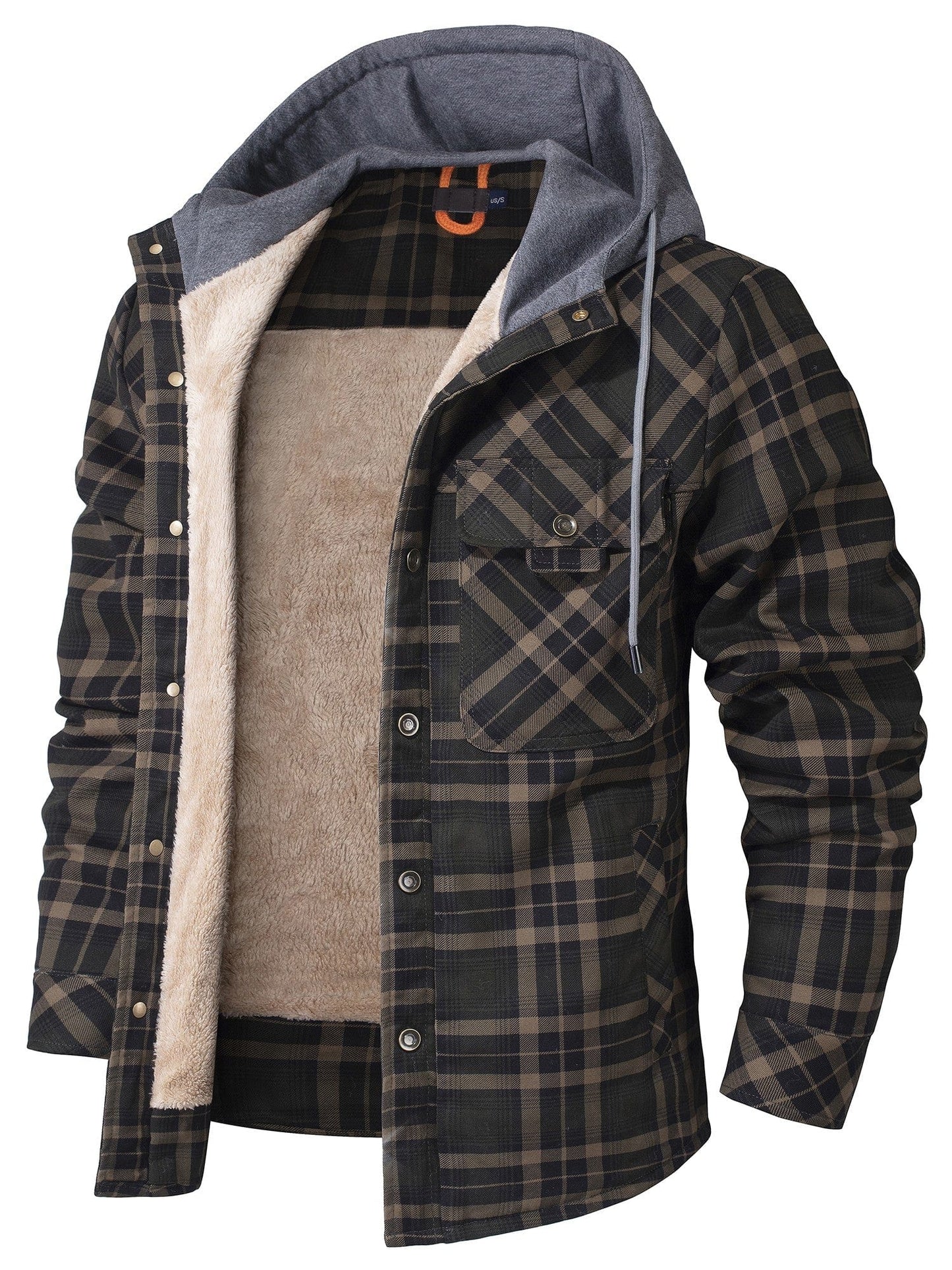 Ridge Lined Hooded Plaid Jacket
