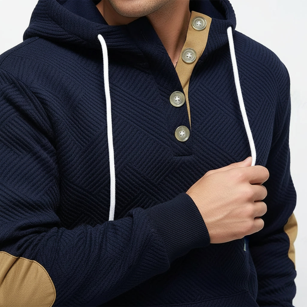 Textured Button Hoodie Set
