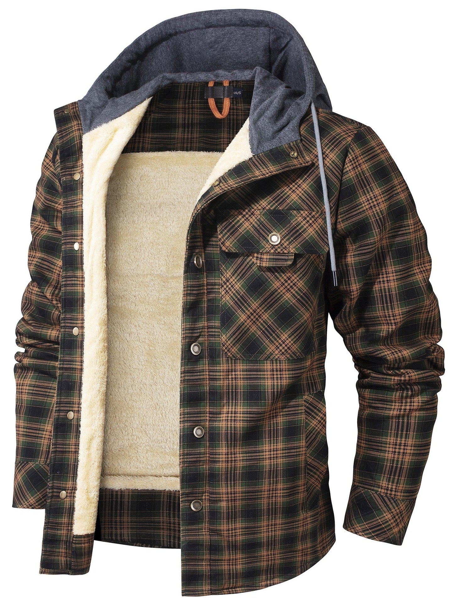 Ridge Lined Hooded Plaid Jacket