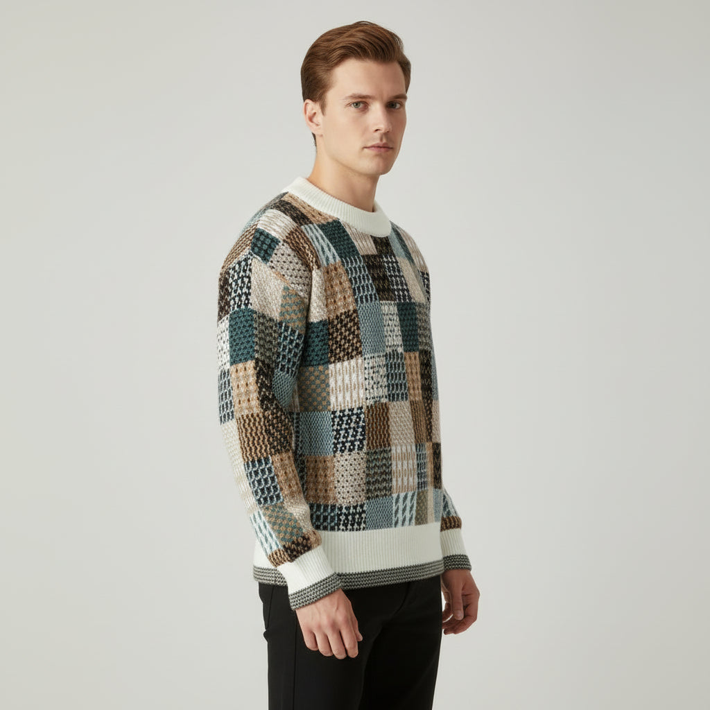 Mosaic Knit Crew Sweater
