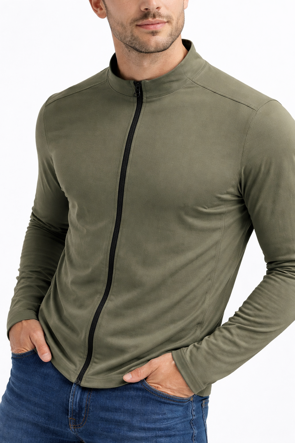 Men’s Stand Collar Zip Training Top for Gym