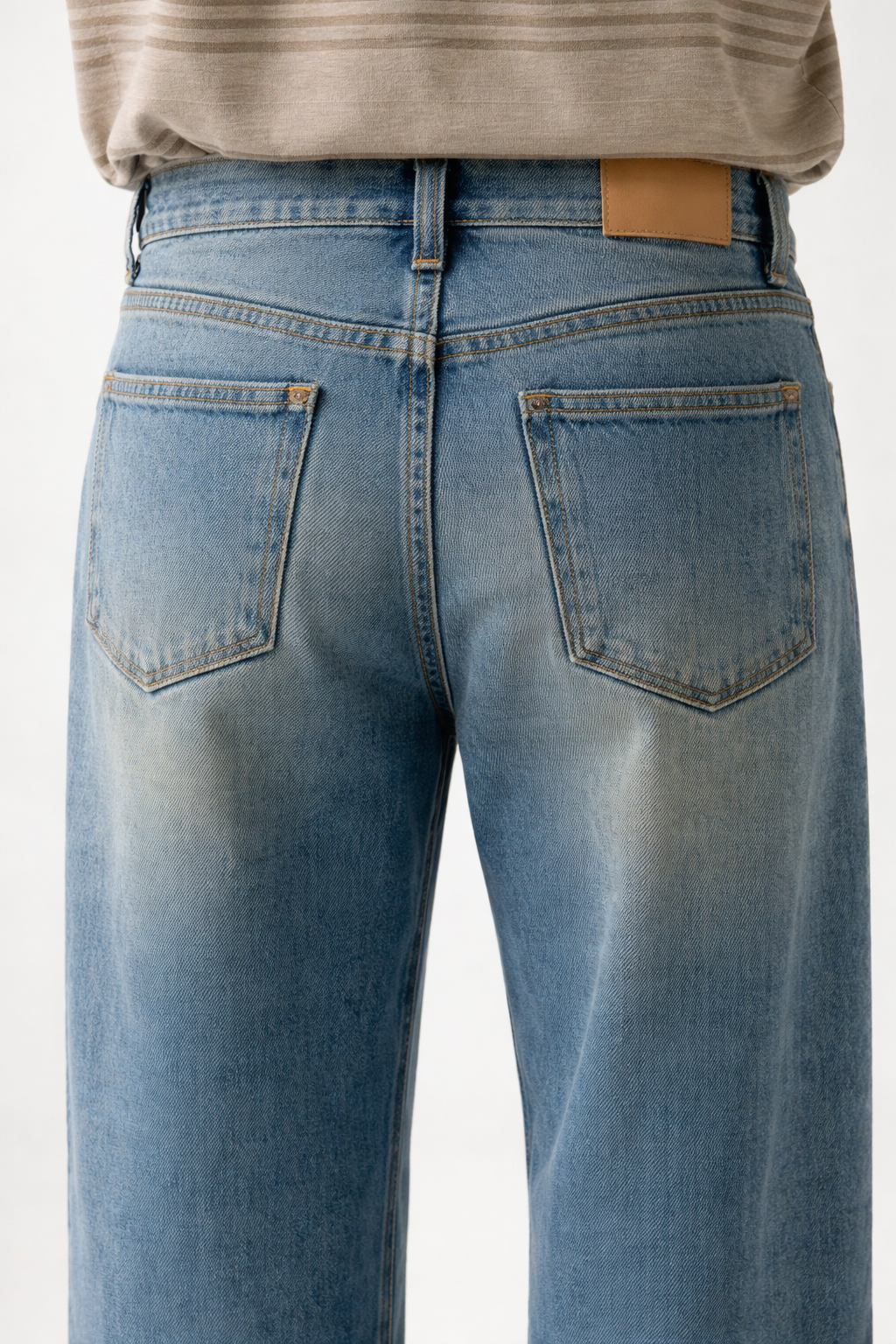 Washed Wide-Leg Fade Denim Pant
