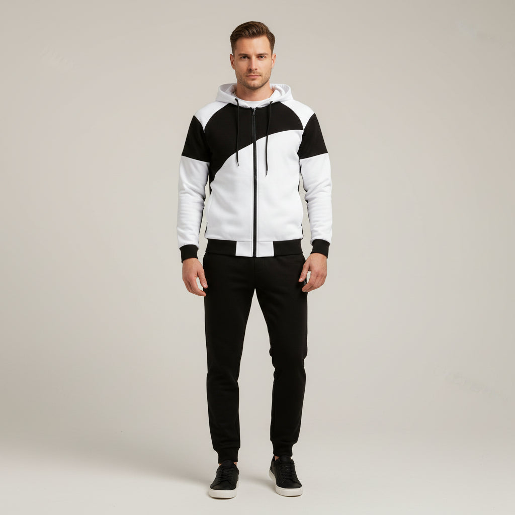 Men's Casual Trendy Patchwork Sports Hoodie Set